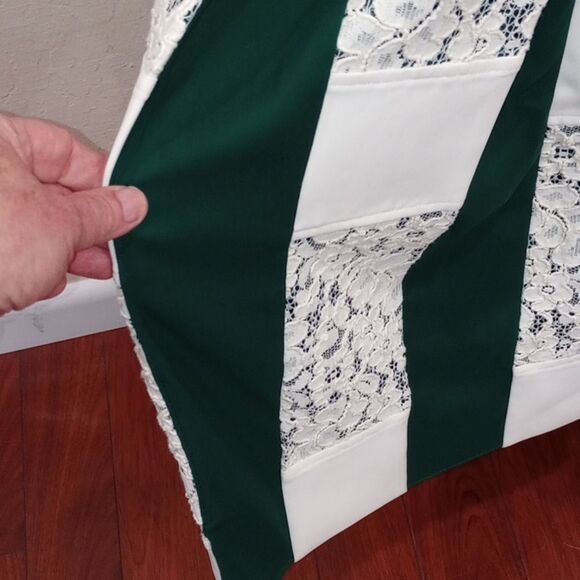 Tory Burch Lace Godet Dress - 4 ~ Ivory / Green - Picture 9 of 16